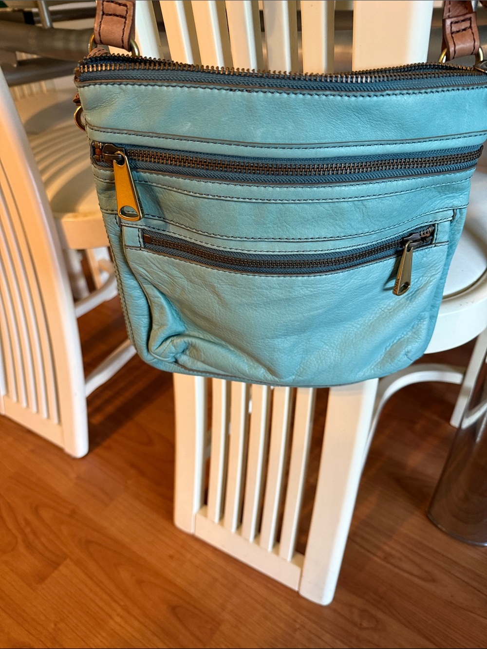 Fossil Turquoise Leather Crossbody Belt Bag